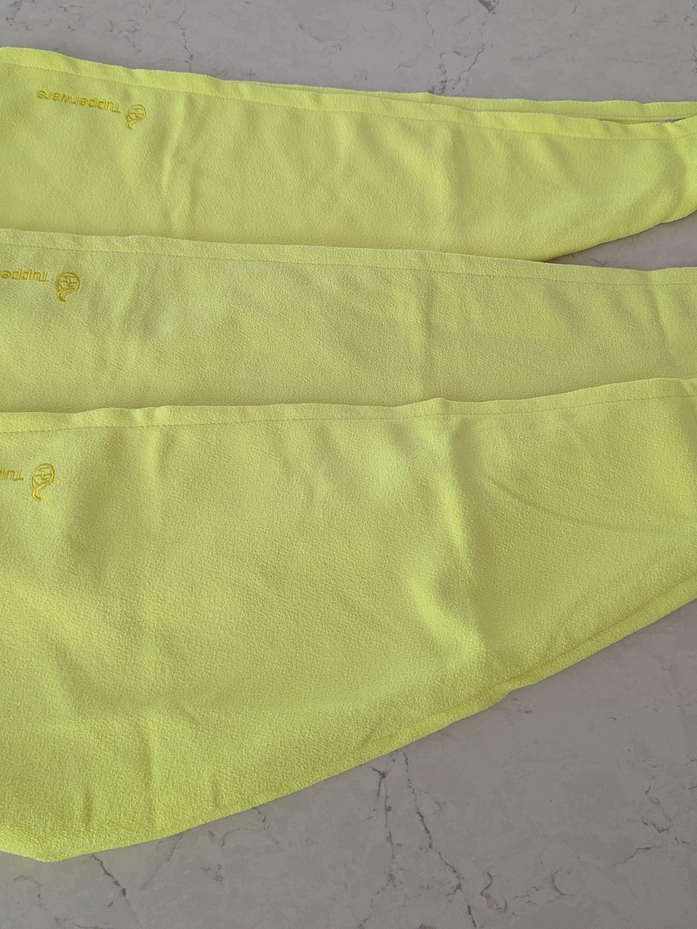 Tupperware Neon Yellow Hair Styling Turbin Wraps-3 Each Included.